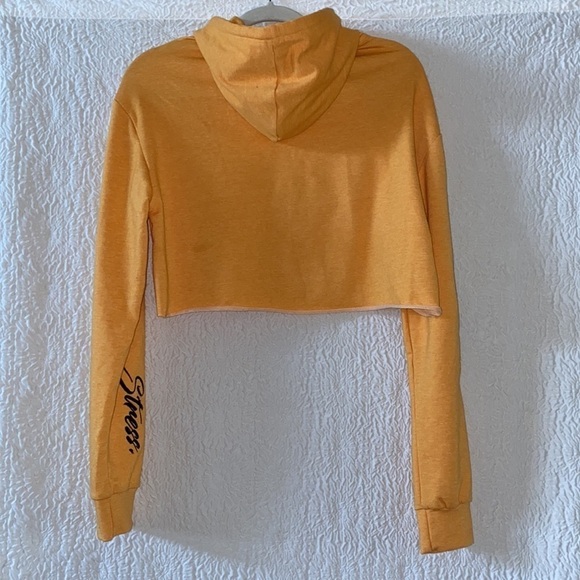 Stress Embroidered Long Sleeve Cropped Hoodie - Picture 2 of 6